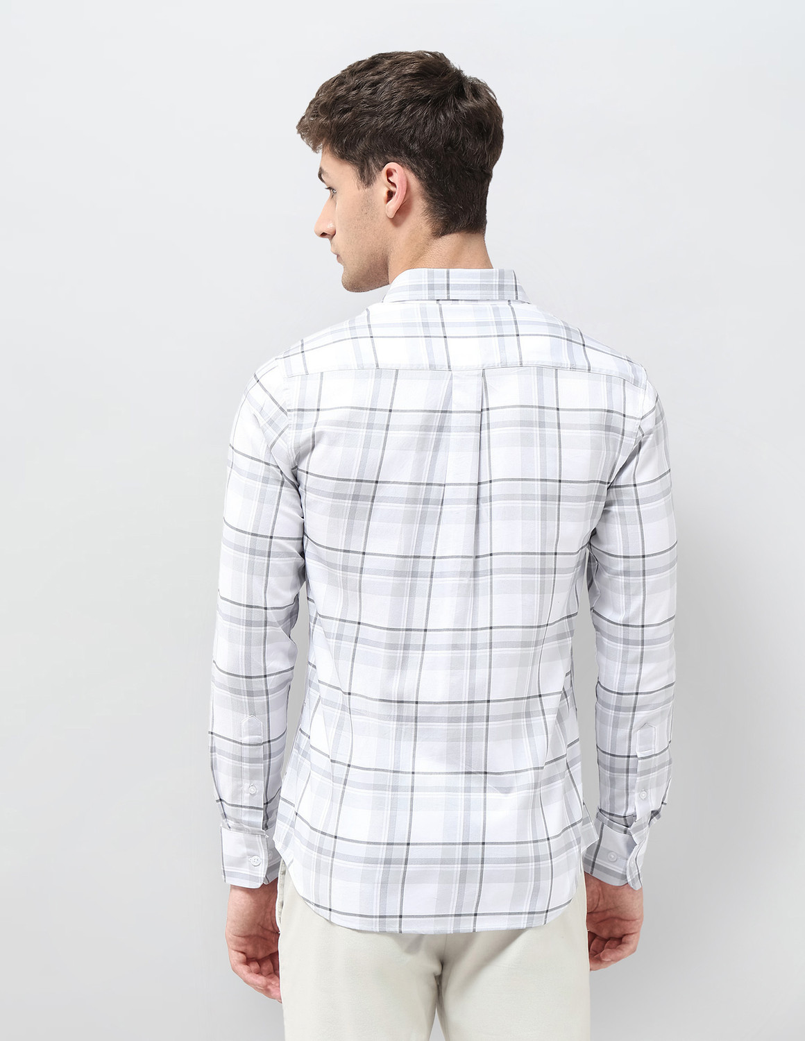 Image of U.S. POLO ASSN. Men Checkered Casual Grey Shirt