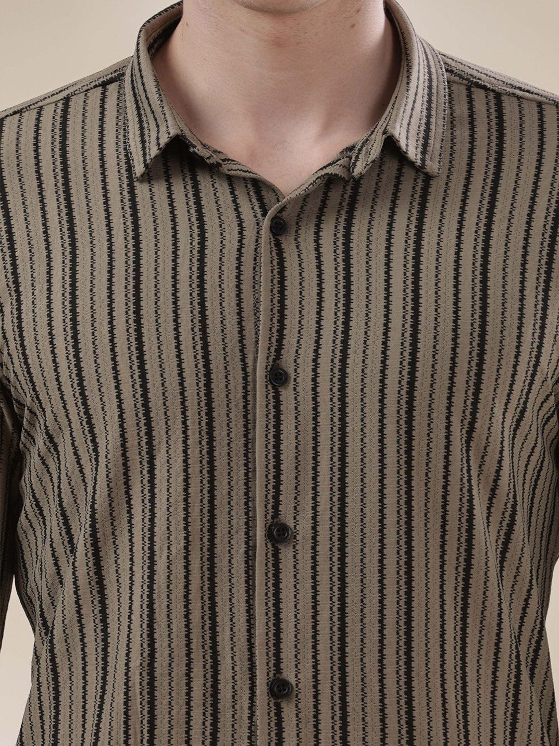 Image of HERE&NOW Men Self Design Casual Green Shirt