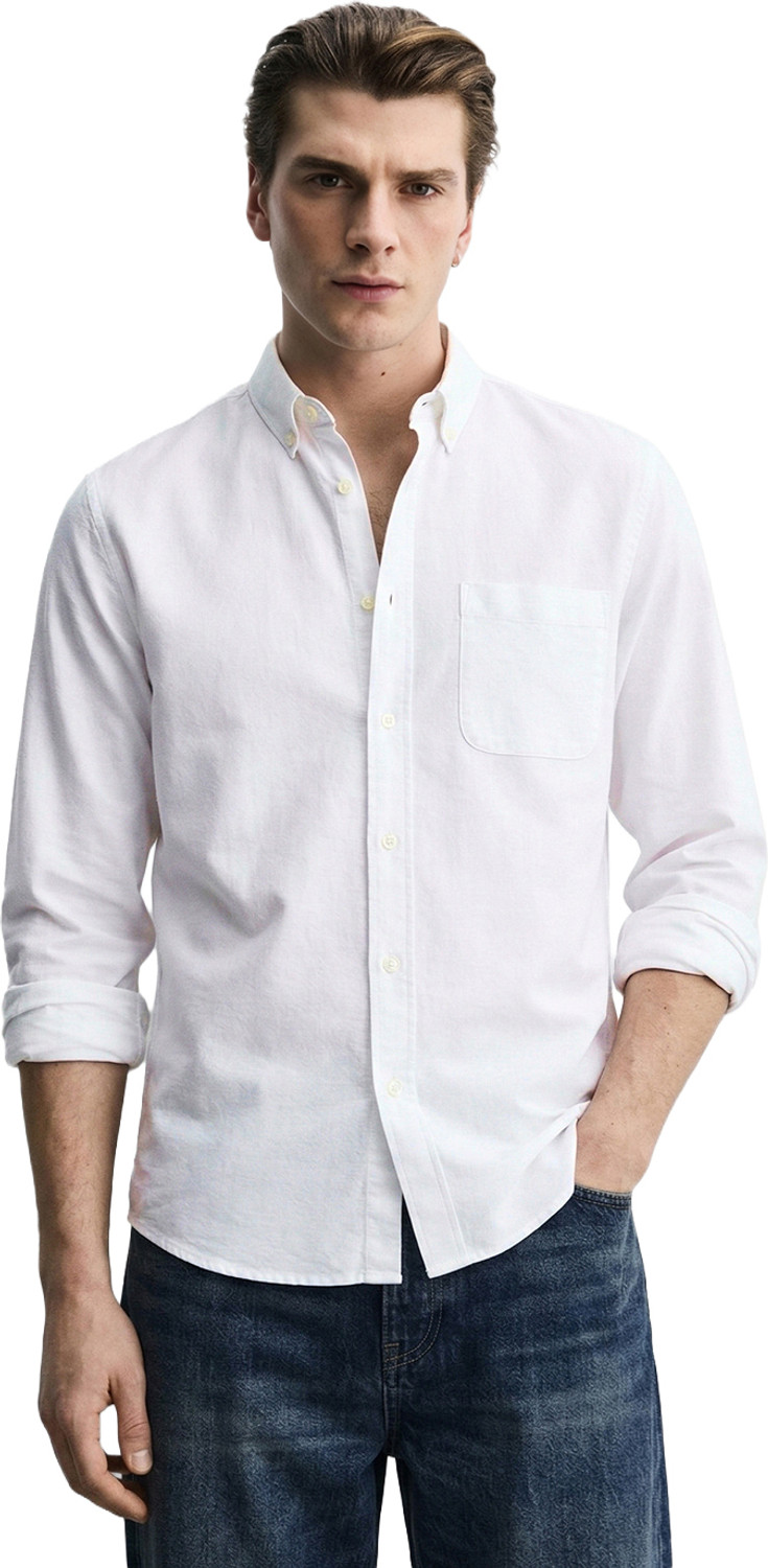 Image of The Indian Garage Co. Men Solid Casual White Shirt