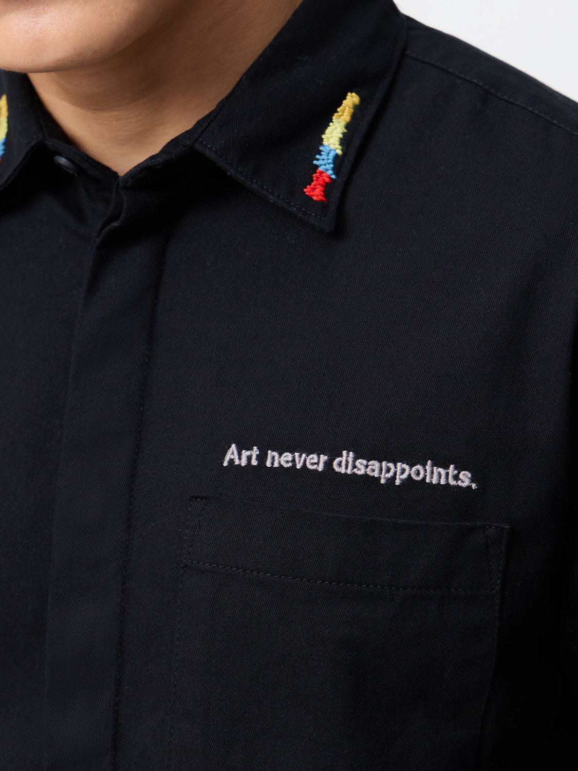 Image of The Souled Store Men Embroidered Casual Black Shirt