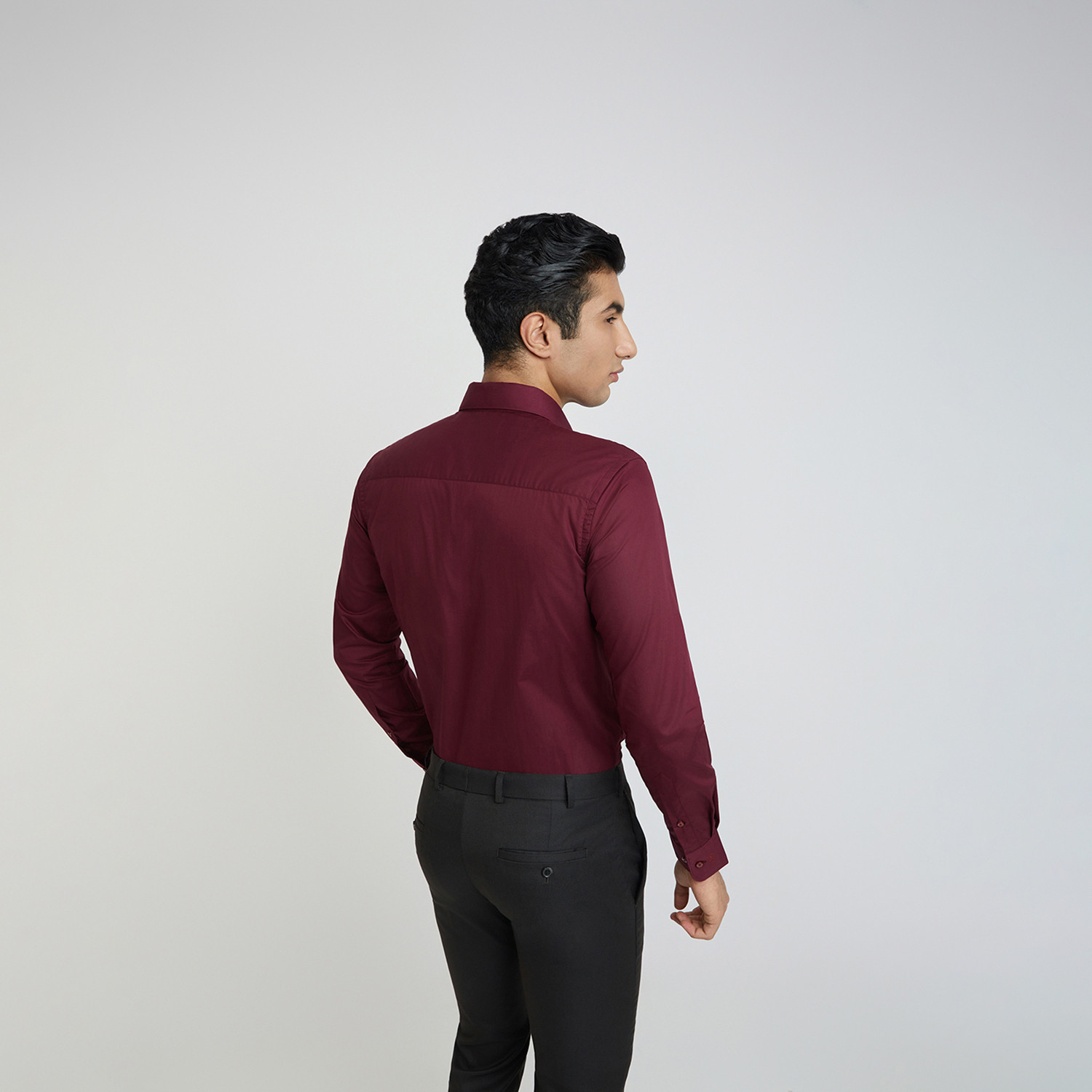 Image of Raymond Men Solid Formal Maroon Shirt