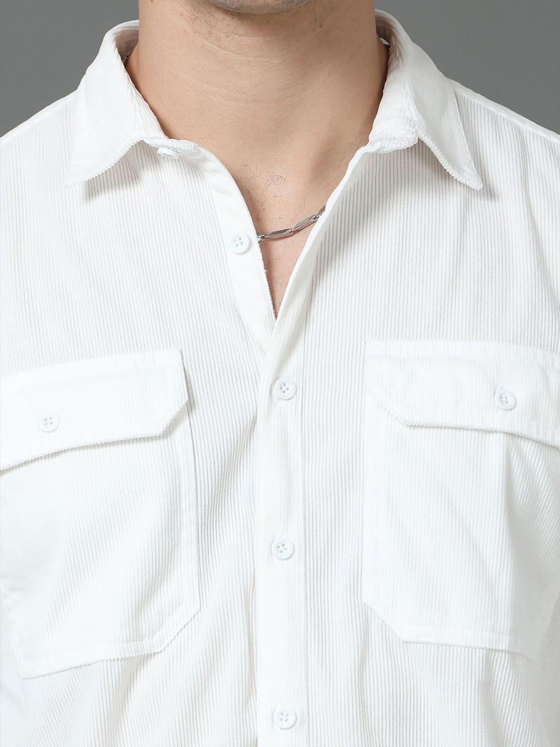 Image of HERE&NOW Men Solid Casual White Shirt