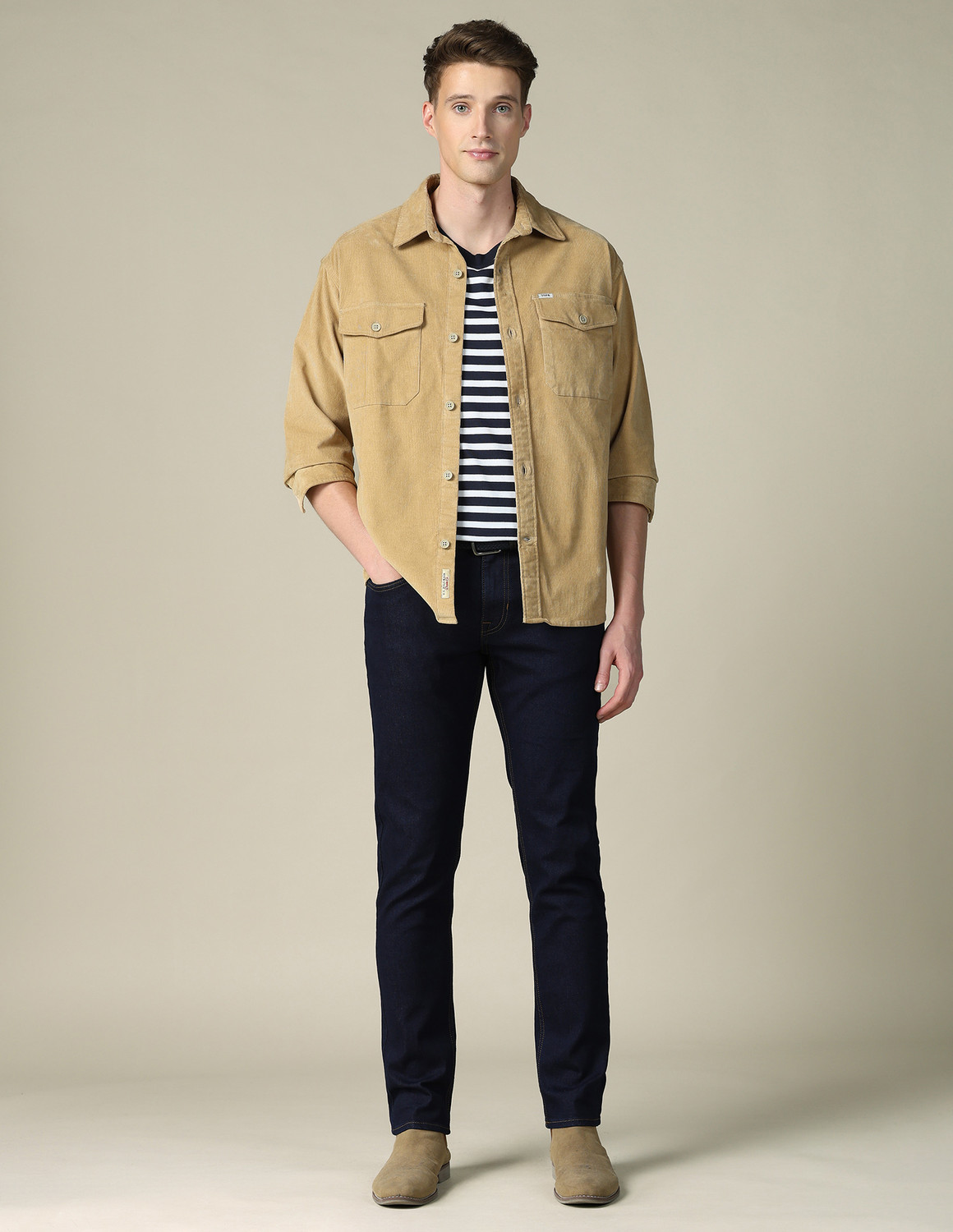 Image of U.S. Polo Assn. Denim Co. Men Solid Casual Brown Shirt