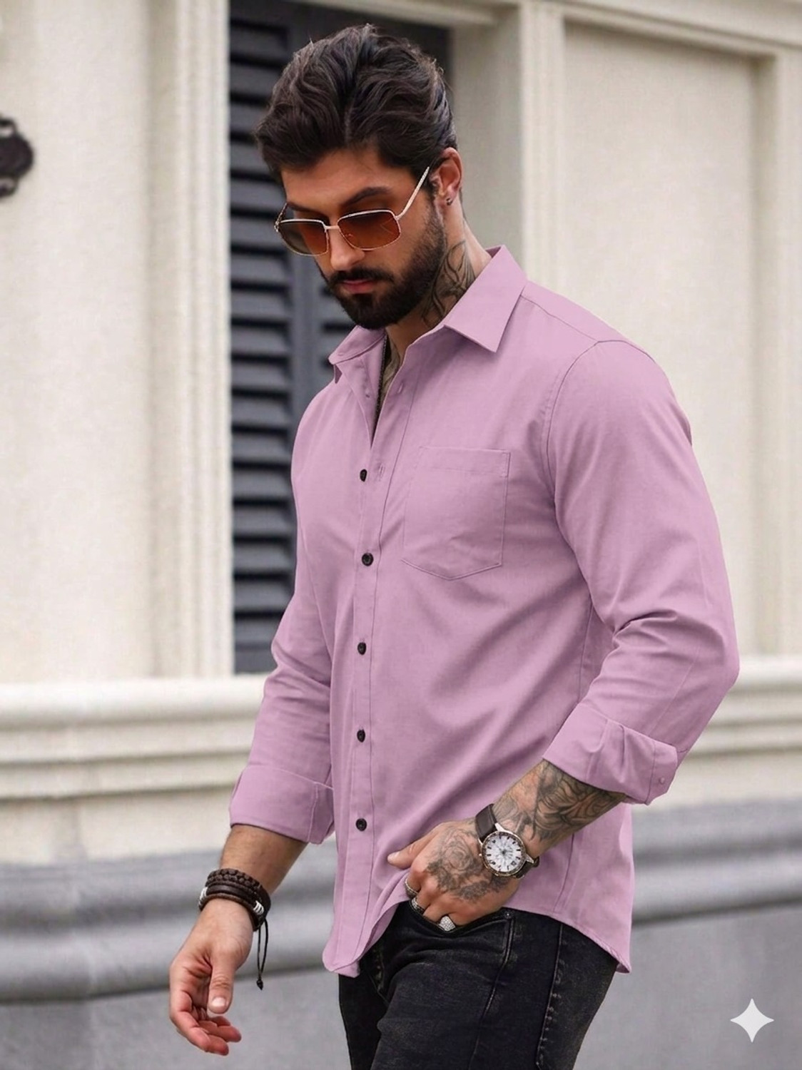 Image of METRONAUT Men Solid Casual Pink Shirt