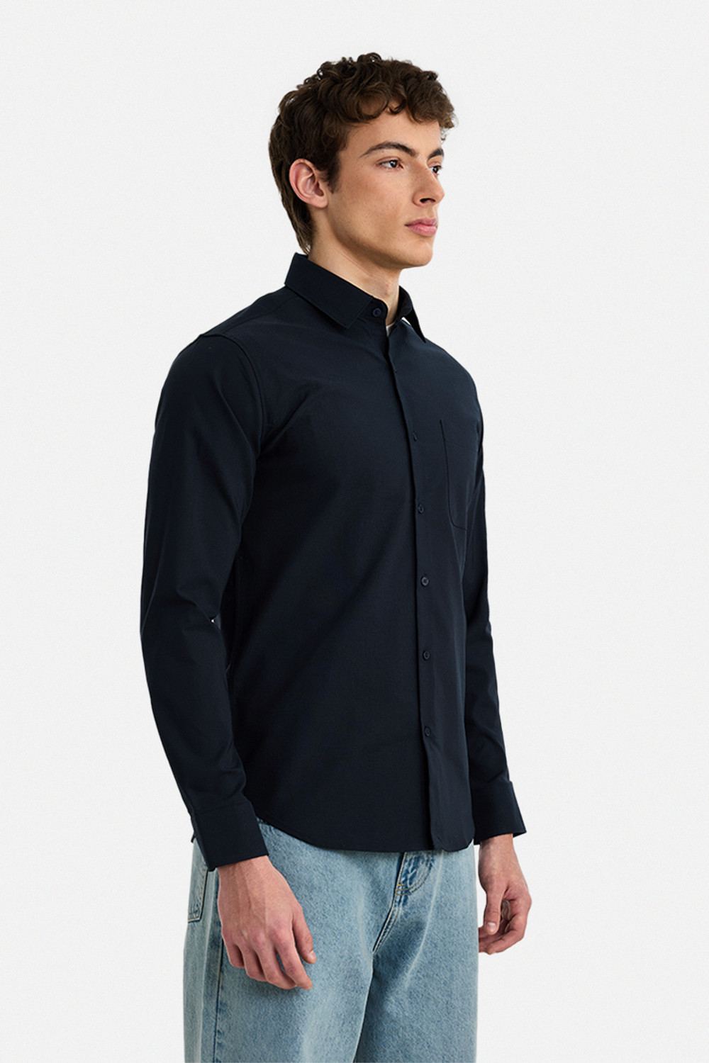 Image of Snitch Men Slim Fit Solid Spread Collar Casual Shirt