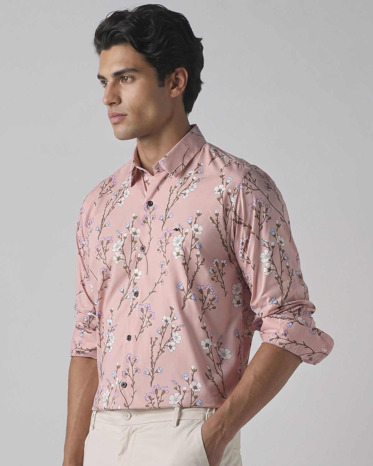 Image of MUFTI Men Slim Fit Printed Spread Collar Casual Shirt
