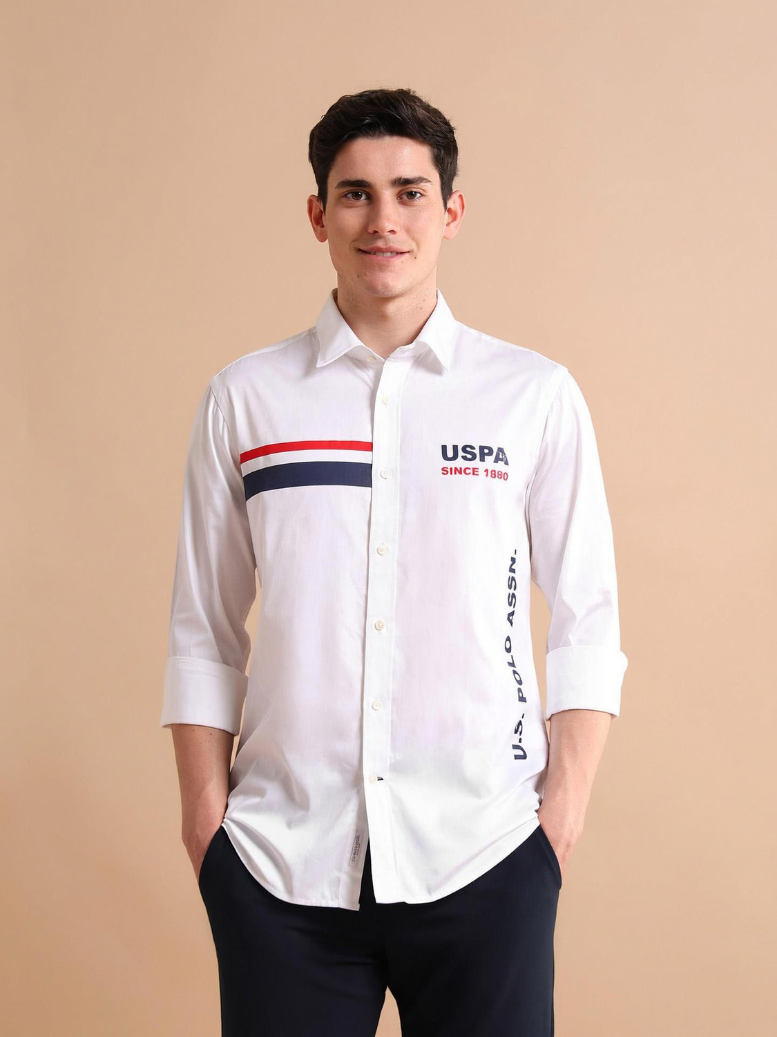 U.S. POLO ASSN. Men Solid Casual White Shirt