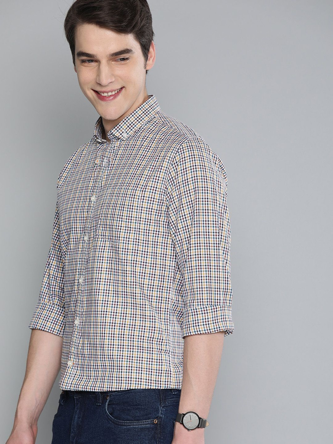 Image of Mast & Harbour Men Checkered Casual Multicolor Shirt