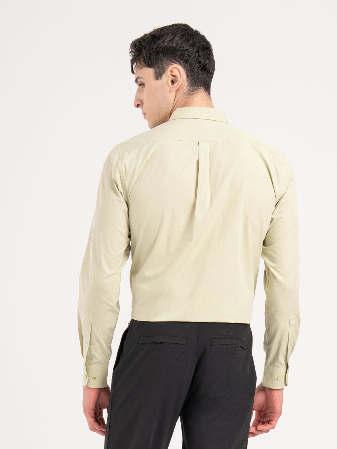 Image of RED TAPE Men Solid Casual Beige Shirt