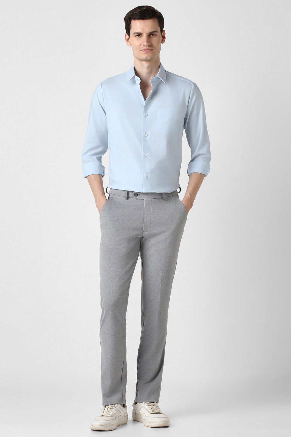 Image of PETER ENGLAND Men Solid Formal Light Blue Shirt