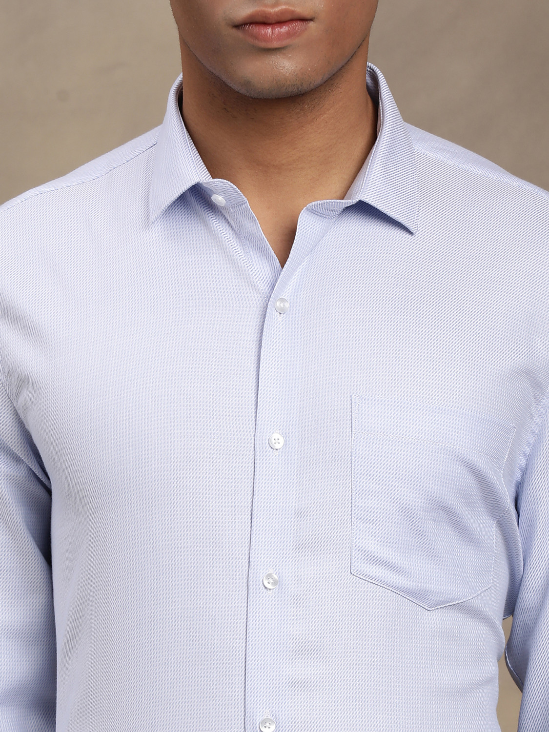Image of TURTLE Men Solid Formal Light Blue Shirt
