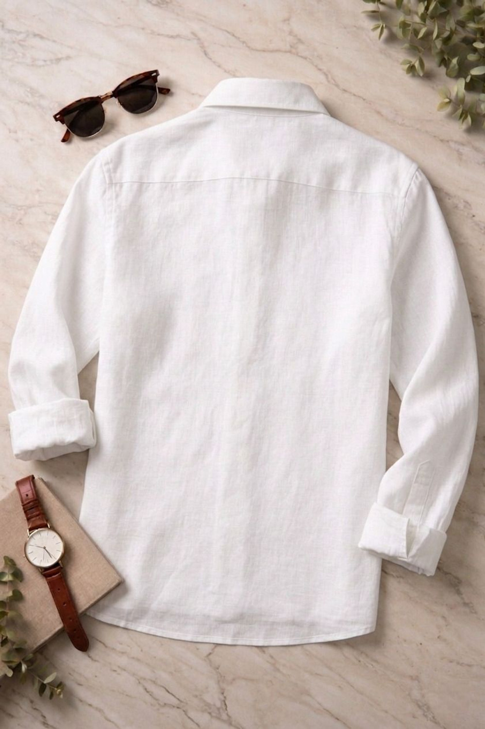 Image of BE UNIQUE MENS Men Embroidered, Solid Casual White Shirt