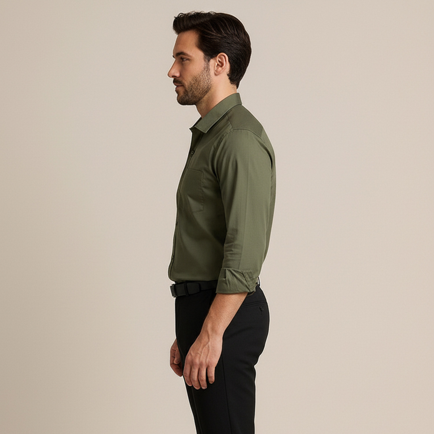 Image of METRONAUT Men Solid Casual Dark Green Shirt