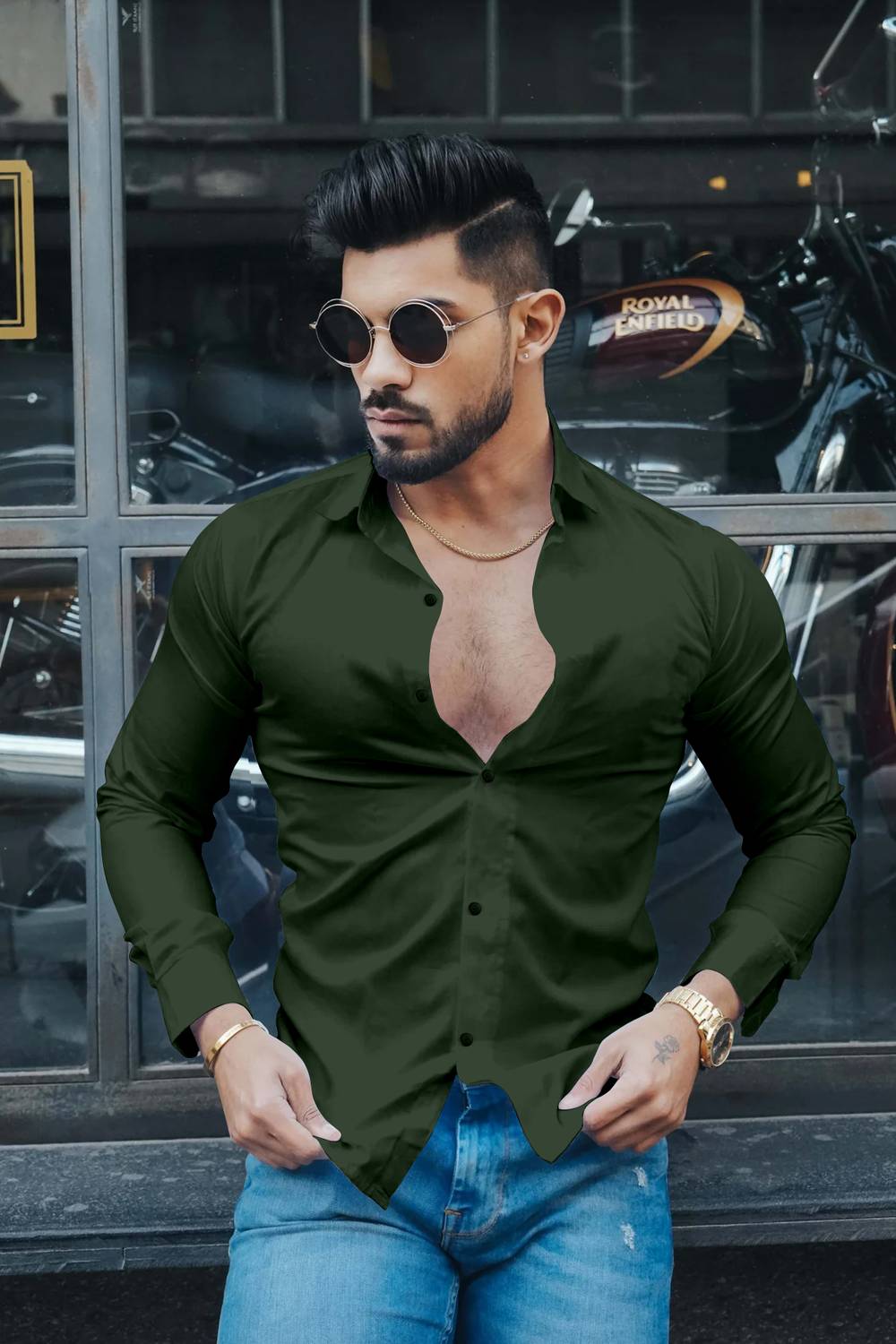 JINIK Men Solid Casual Green Shirt - Buy JINIK Men Solid Casual