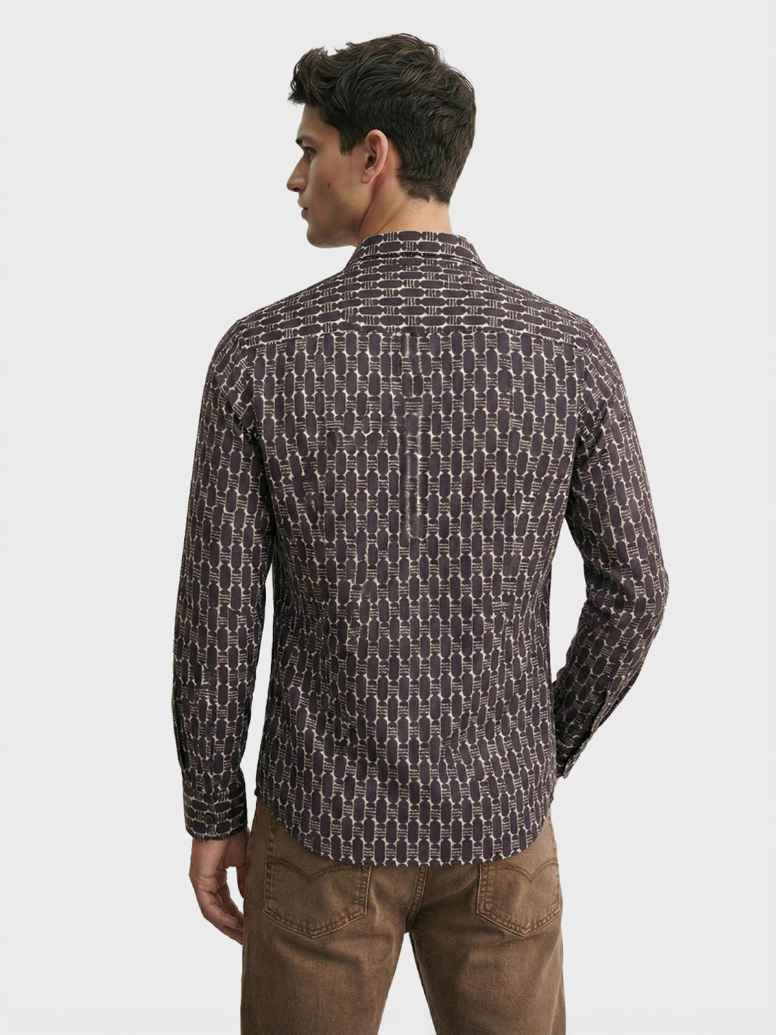 Image of The Indian Garage Co. Men Printed Party Brown Shirt