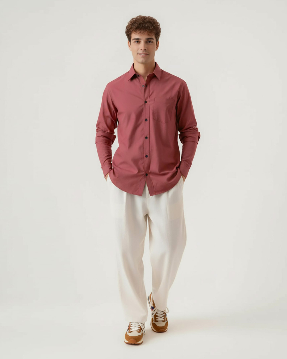 Image of METRONAUT Men Solid Formal Pink Shirt