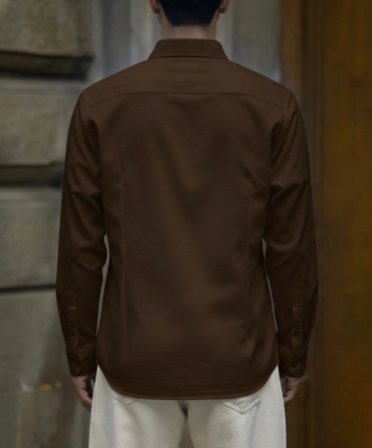 Image of Zonly Men Solid Casual Brown, Blue, Green, Cream Shirt