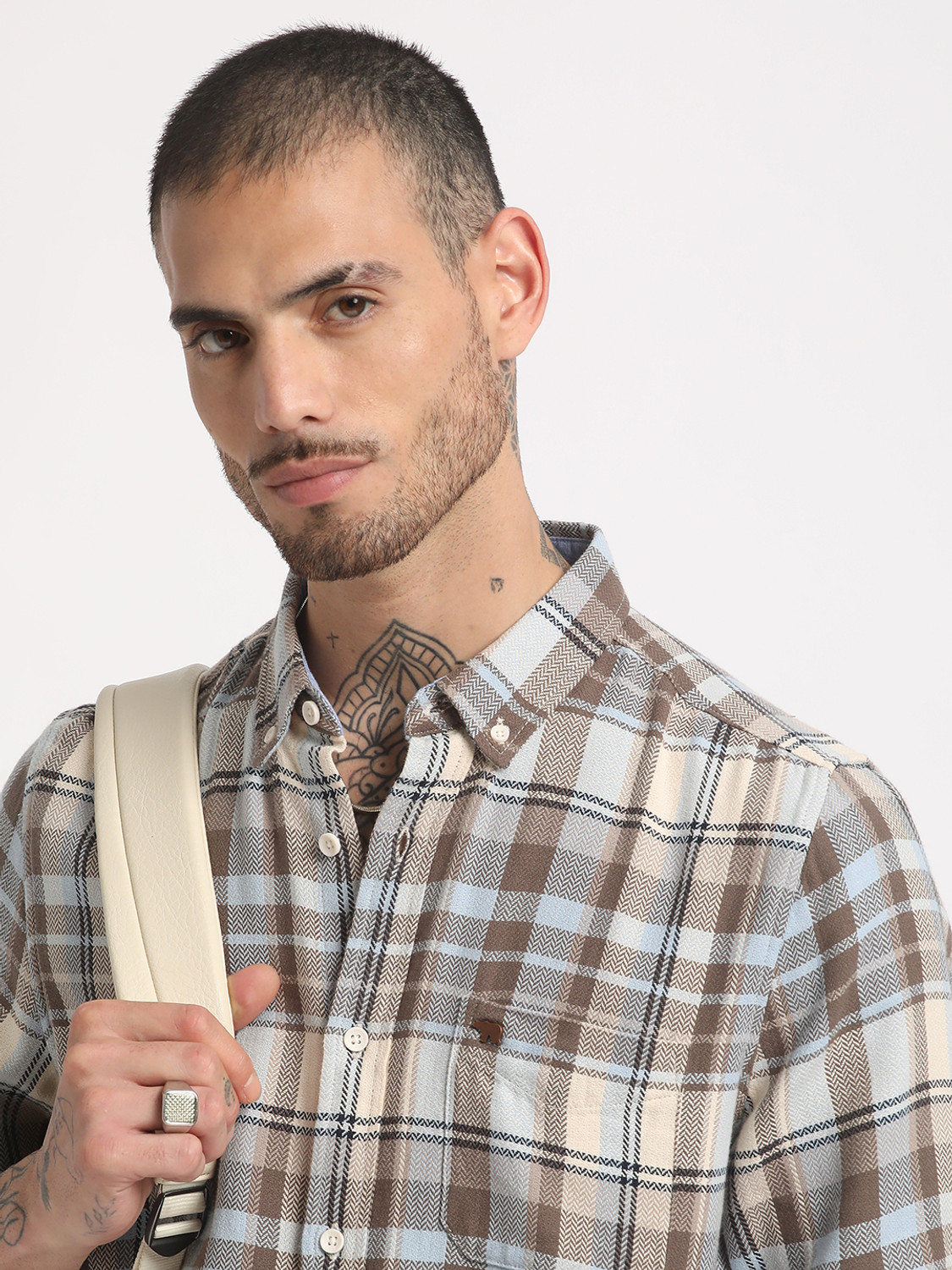 Image of THE BEAR HOUSE Men Checkered Casual Multicolor Shirt