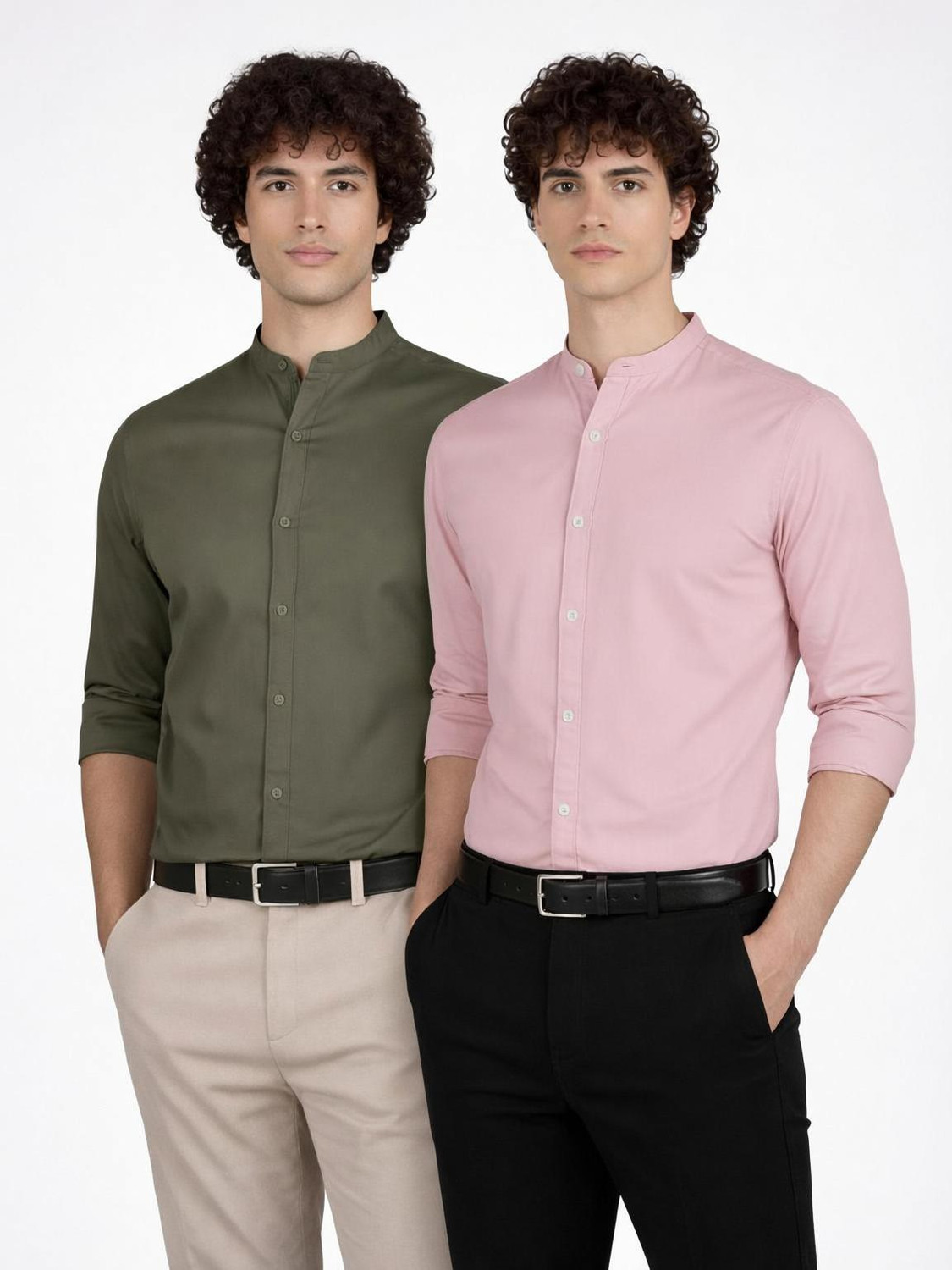 Image of FUBAR Men Solid Casual Green, Pink Shirt