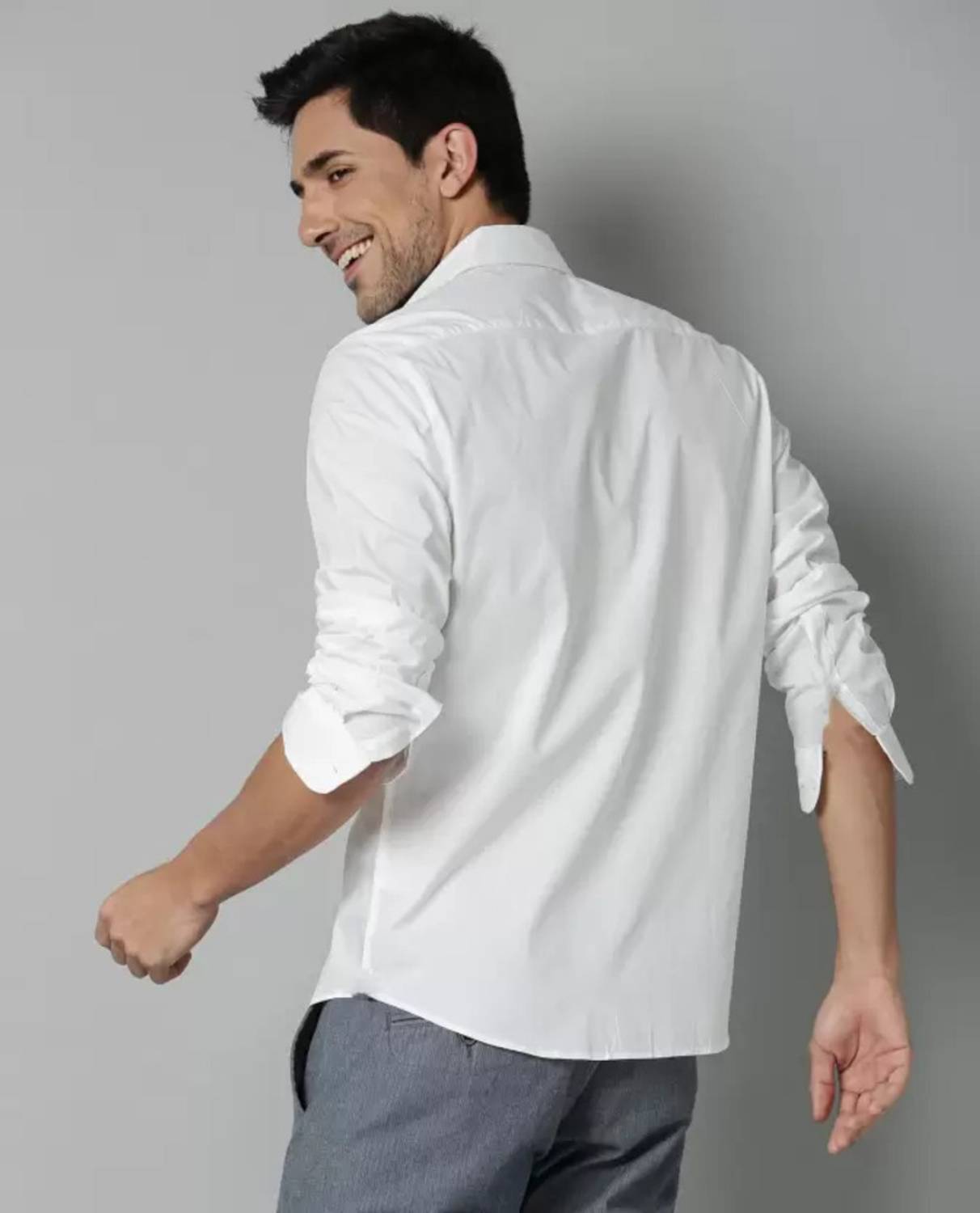 GLOREN Men Solid Casual White Shirt - Image 2