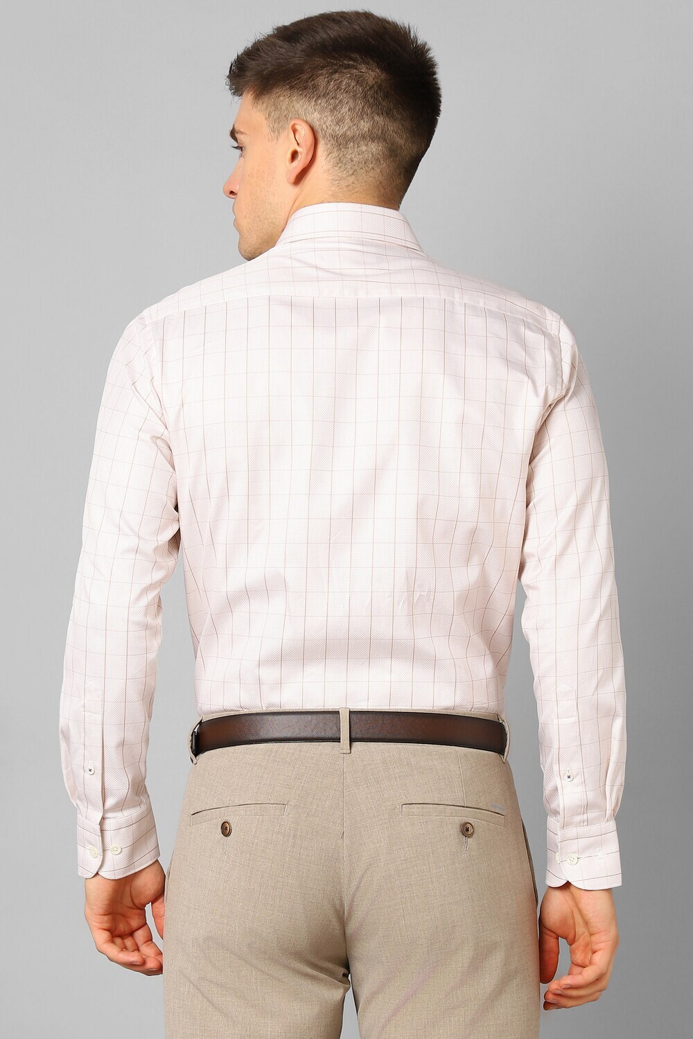Image of LOUIS PHILIPPE Men Checkered Formal White, Brown Shirt