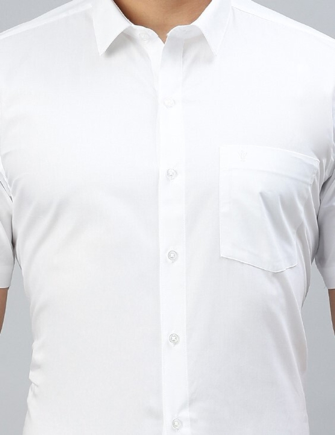 Image of Ramraj Cotton Men Solid Formal White Shirt