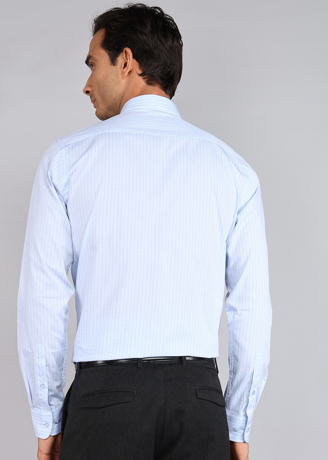 Image of Raymond Men Checkered Formal Blue Shirt
