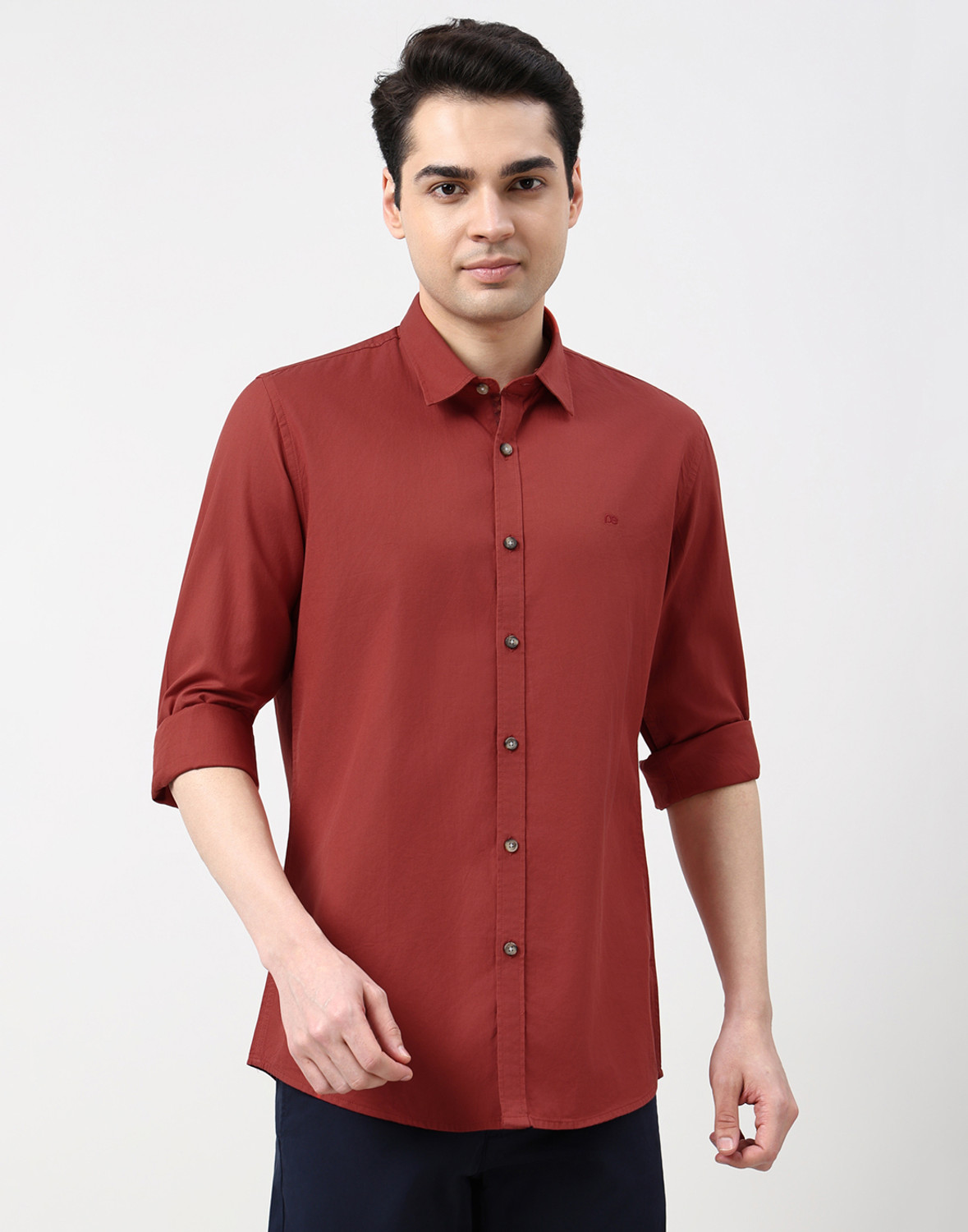 Image of PETER ENGLAND Men Solid Casual Red Shirt