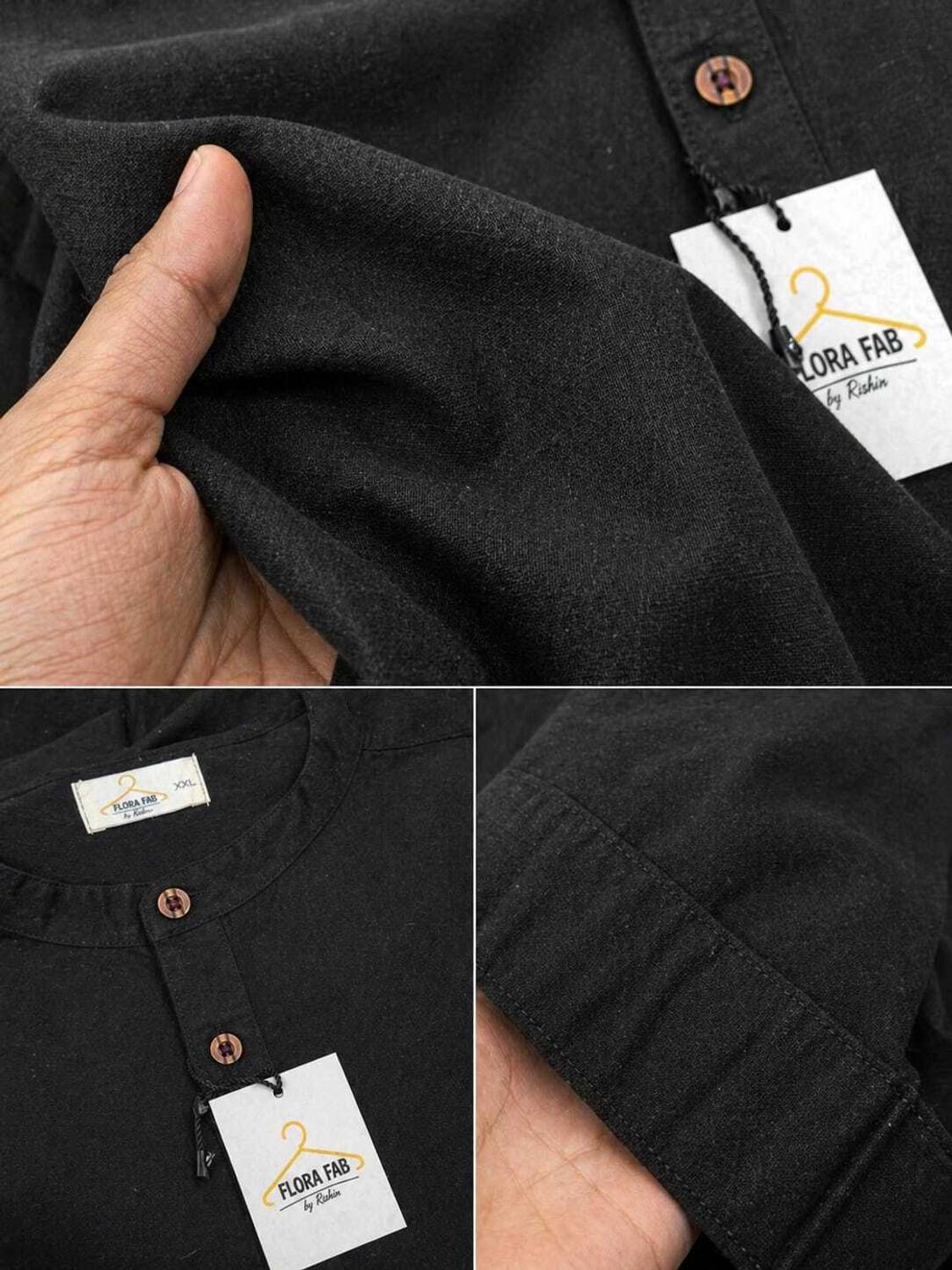 Flora fab by rashmi Men Solid Casual Black Shirt - Image 3