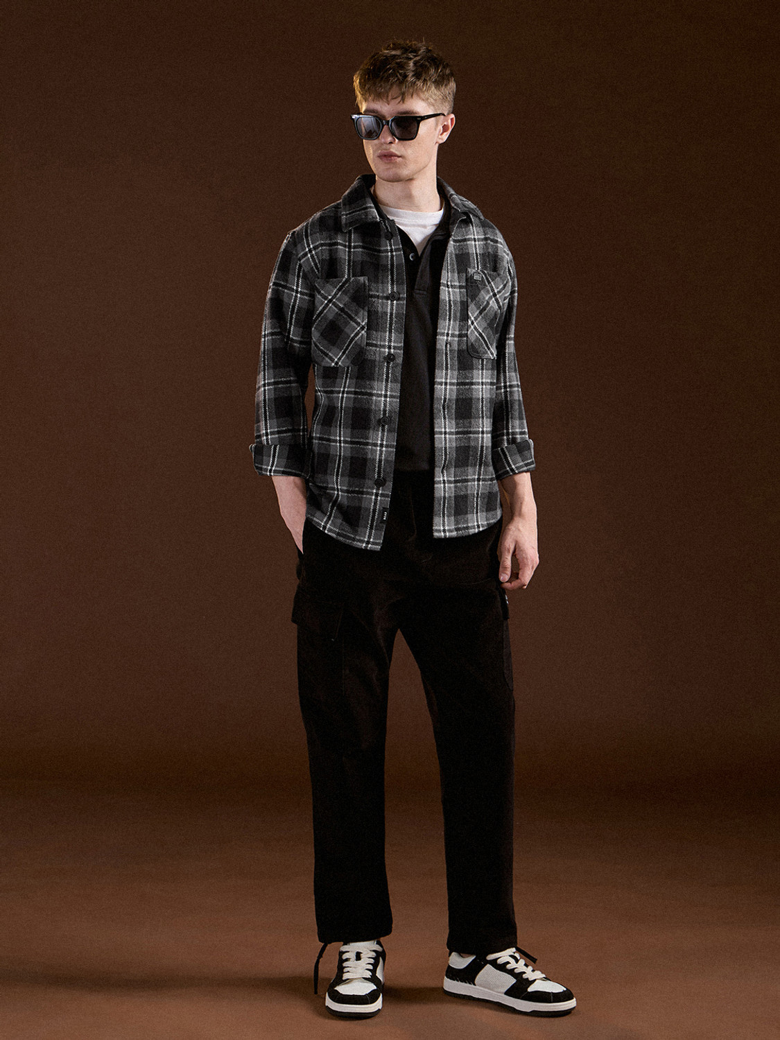 Image of THE BEAR HOUSE Men Checkered Casual Black, Multicolor Shirt