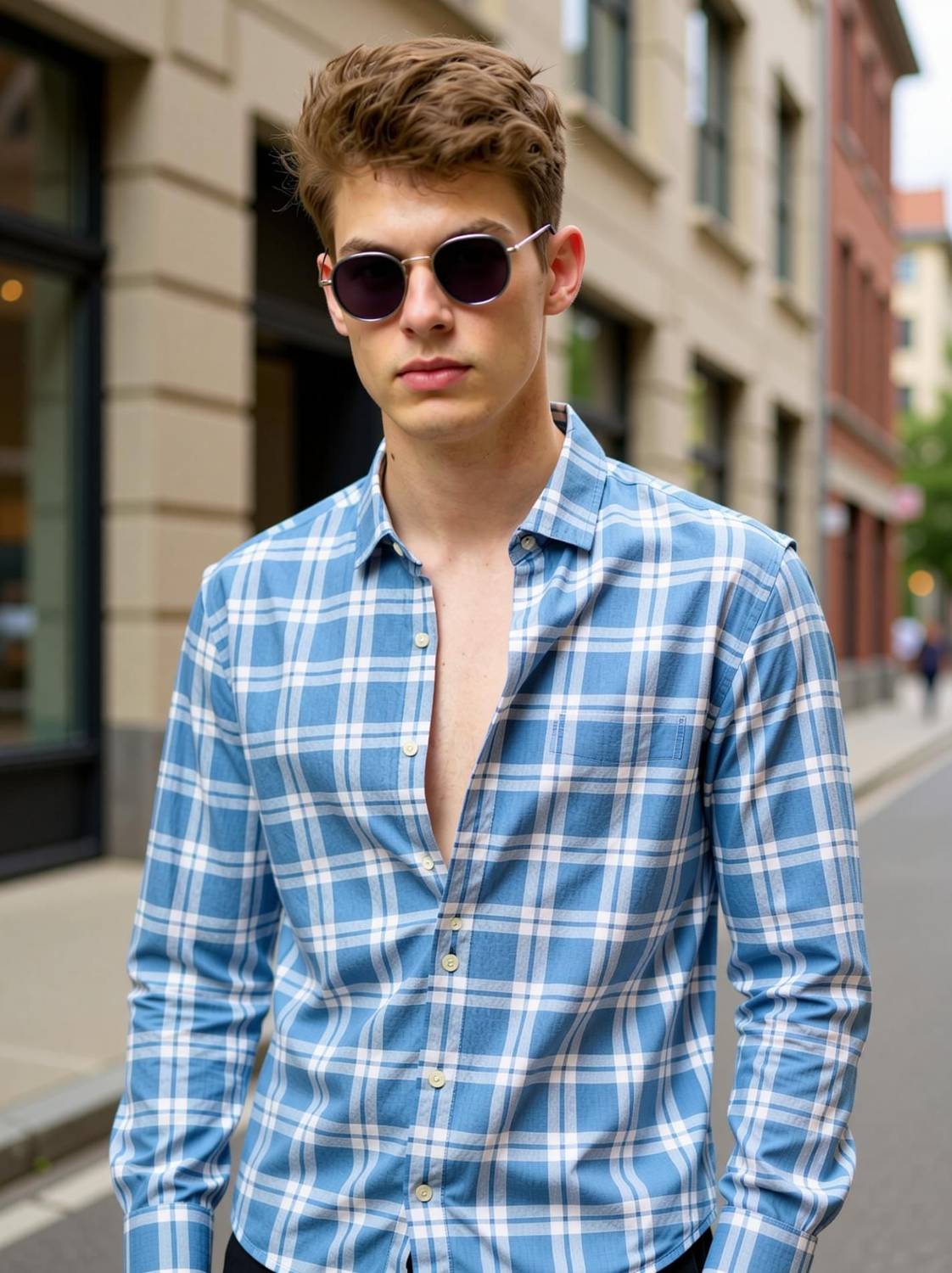 FUBAR Men Checkered Light Blue Shirt - Image 2