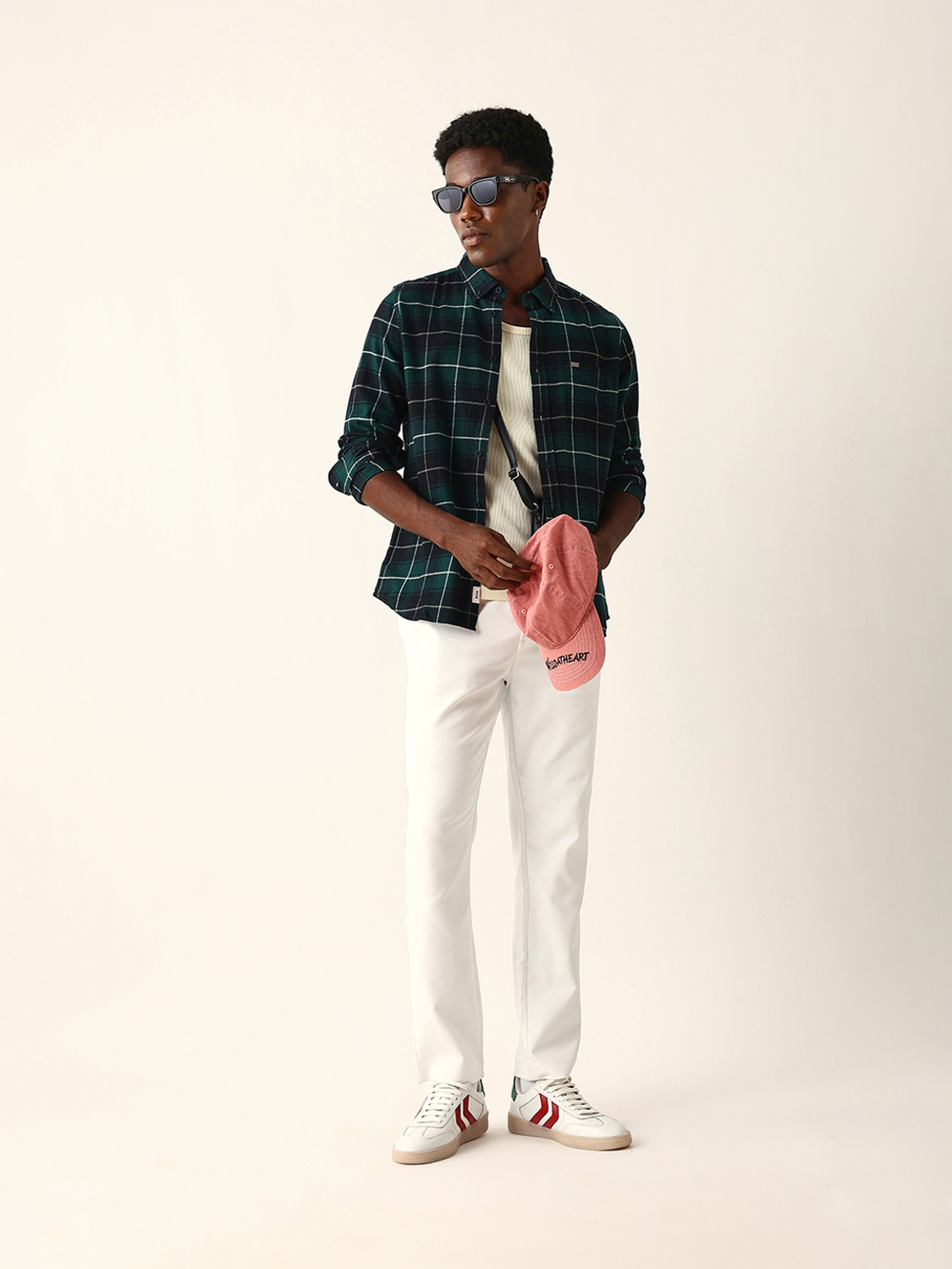 Image of THE BEAR HOUSE Men Checkered Casual Green Shirt