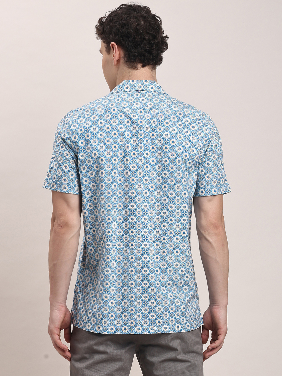 Image of TURTLE Men Printed Casual Blue Shirt