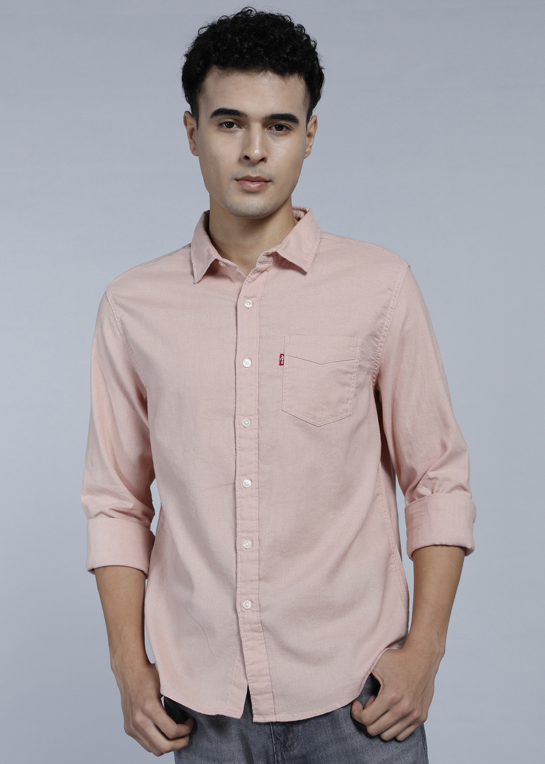 Image of LEVI'S Men Solid Casual Pink Shirt