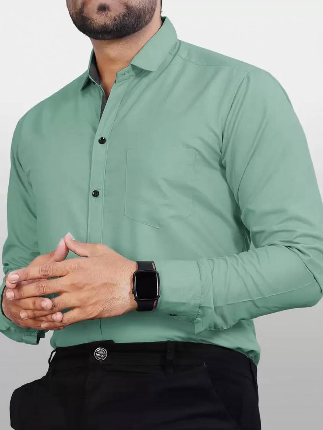 Univibe Men Solid Casual Green Shirt