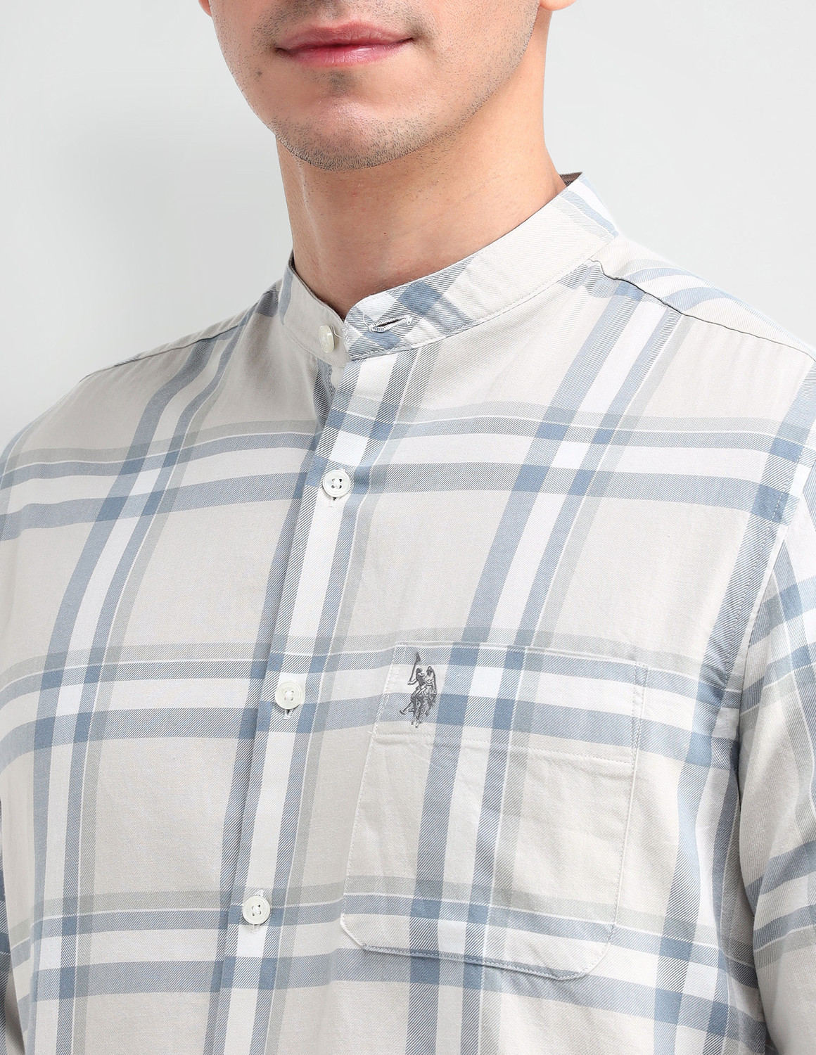Image of U.S. POLO ASSN. Men Checkered Casual Beige Shirt