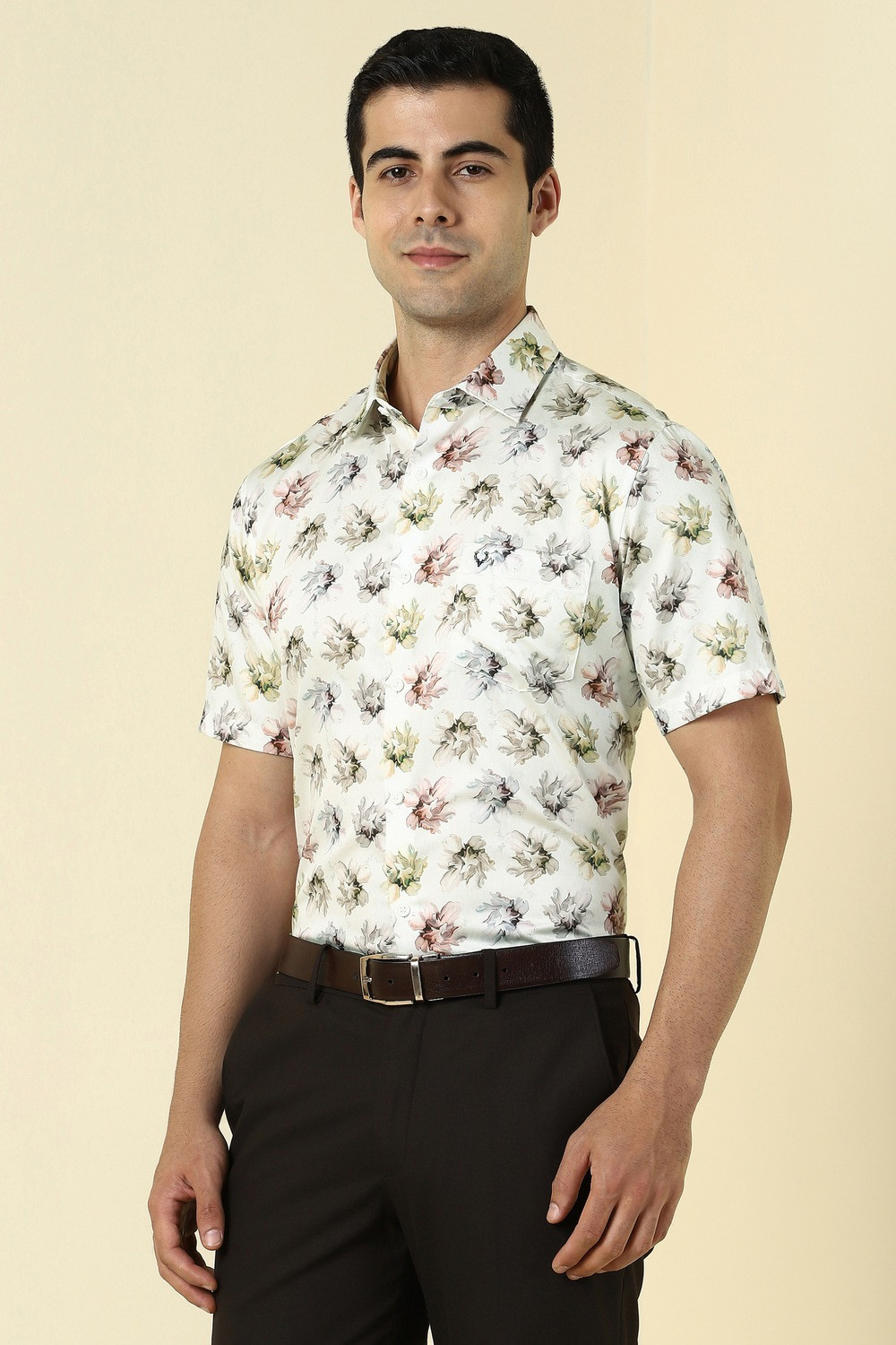 Image of Allen Solly Men Printed Casual White Shirt