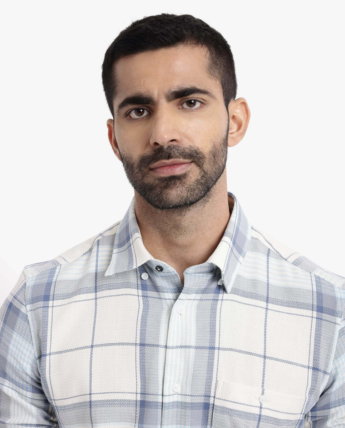 Image of RARE RABBIT Men Checkered Casual White Shirt