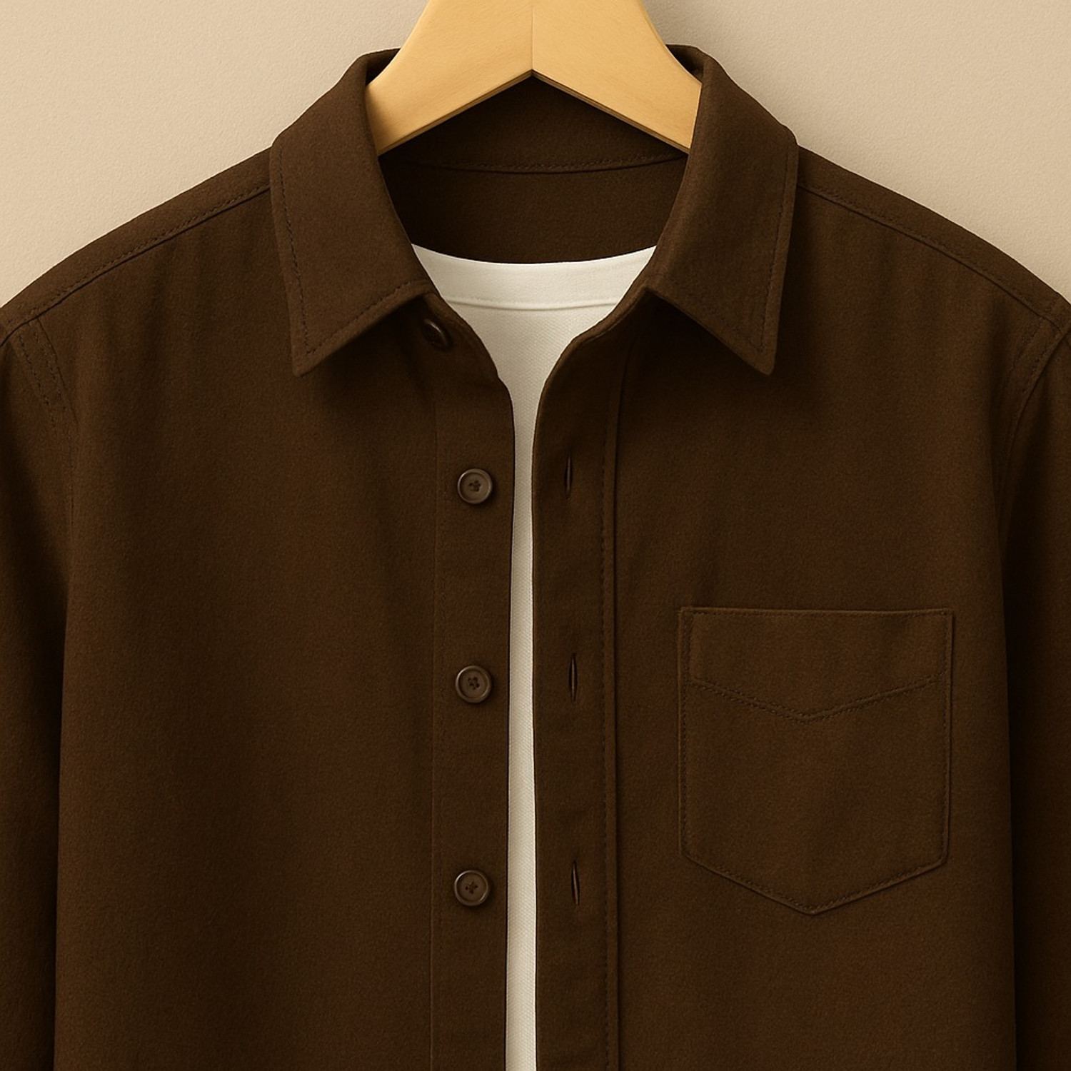 Image of METRONAUT Men Solid Casual Brown Shirt