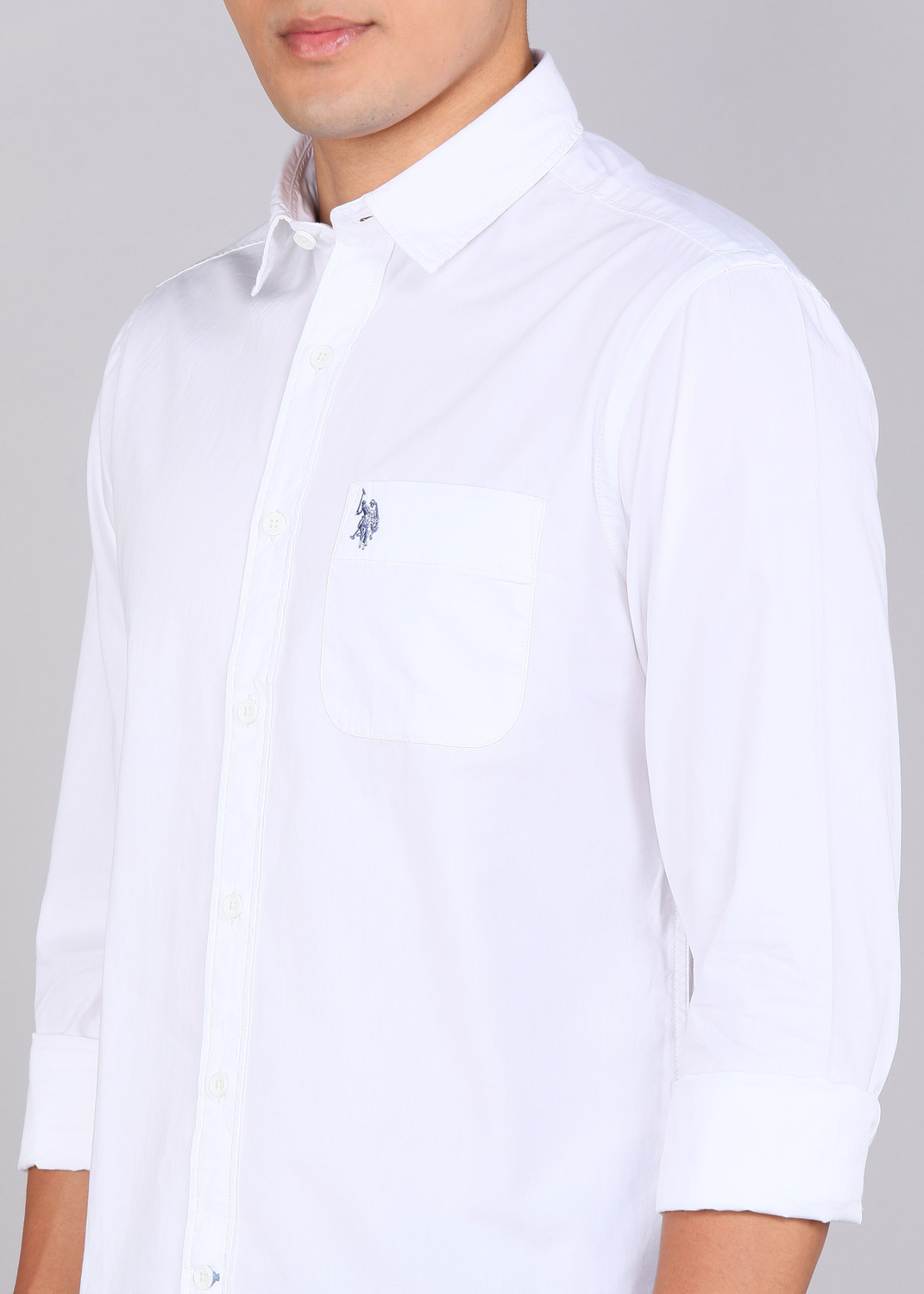 Image of U.S. POLO ASSN. Men Solid Casual White Shirt