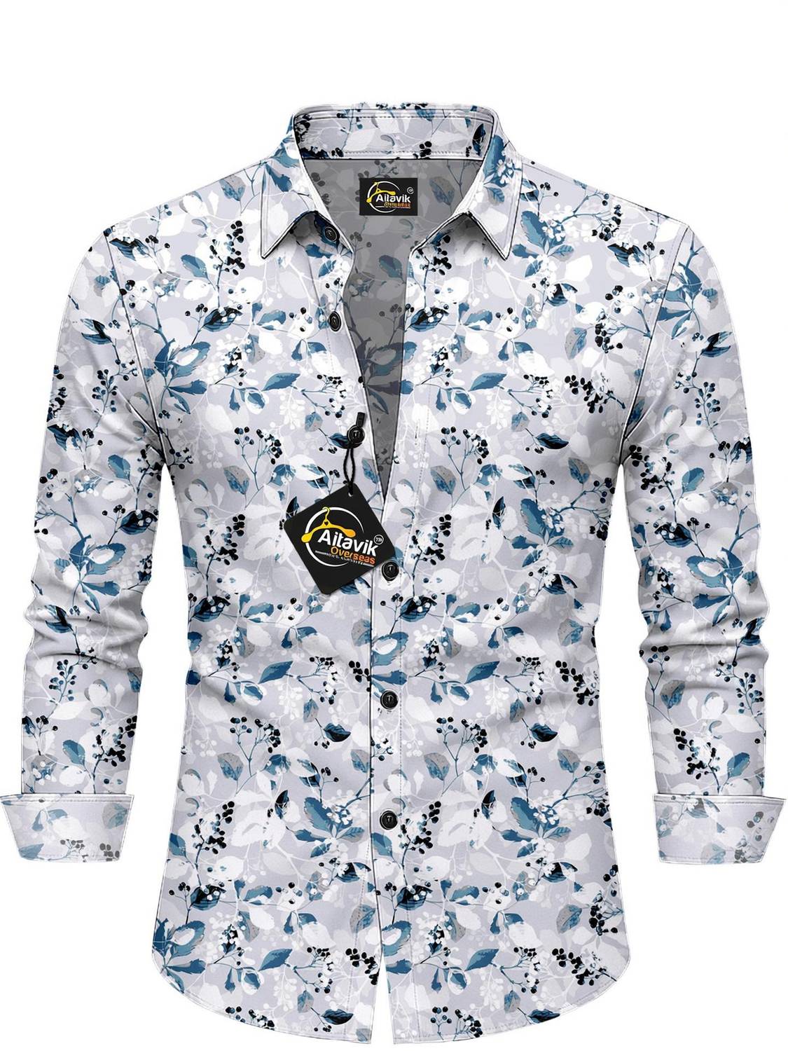 AITAVIKOVERSEAS Men Printed Casual Light Blue Shirt