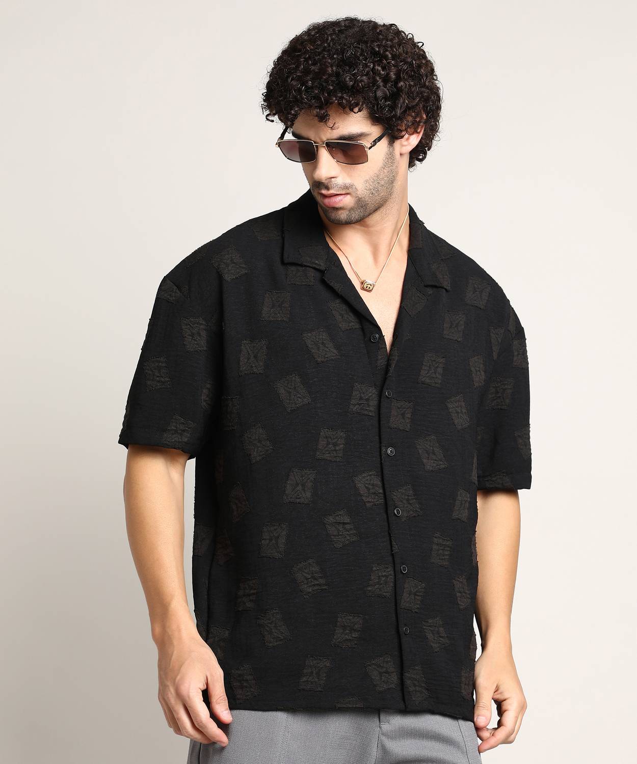CAHOOT Men Printed Casual Black Shirt