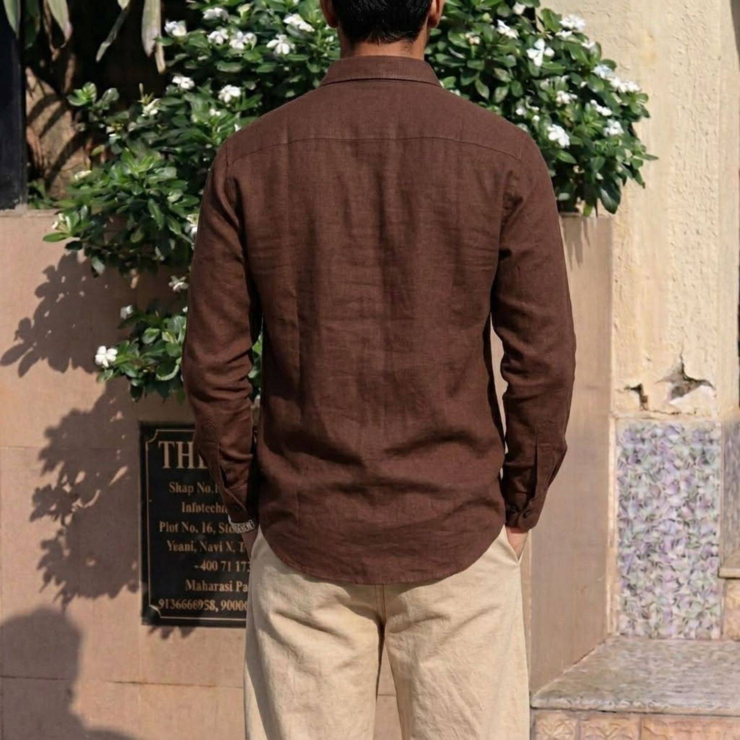 JERRY AND HANPHIL Men's Brown Casual Shirt - Image 3