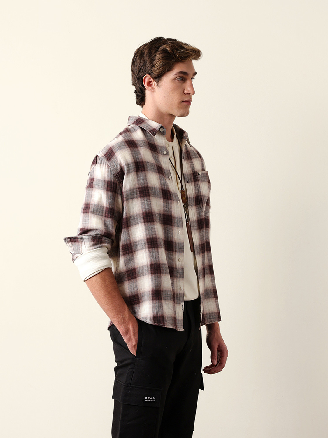 Image of THE BEAR HOUSE Men Checkered Casual Multicolor Shirt