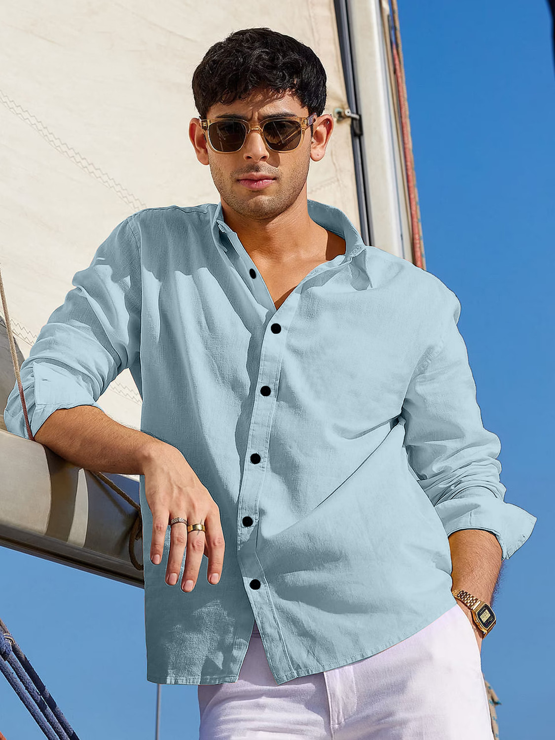 Image of Stylora Men Solid Casual Pink Shirt