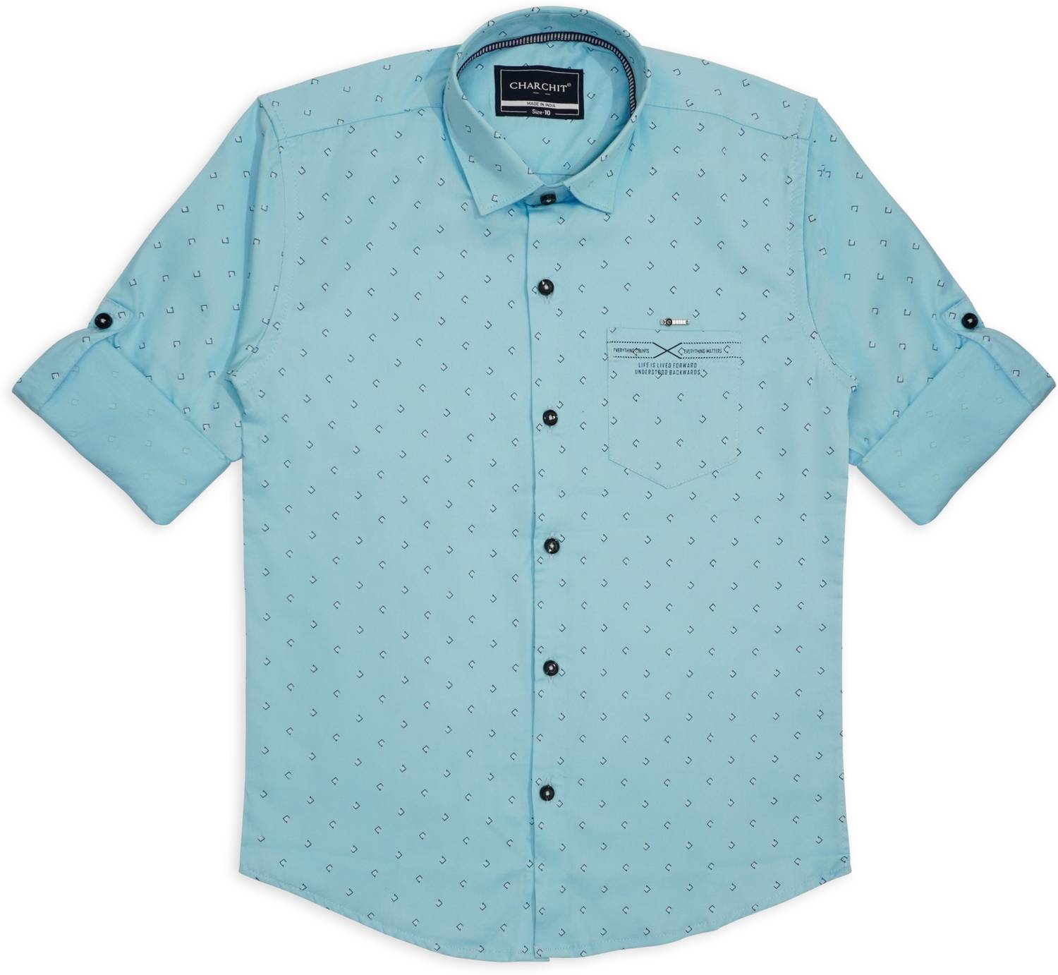 Charchit Boys Printed Casual Blue Shirt