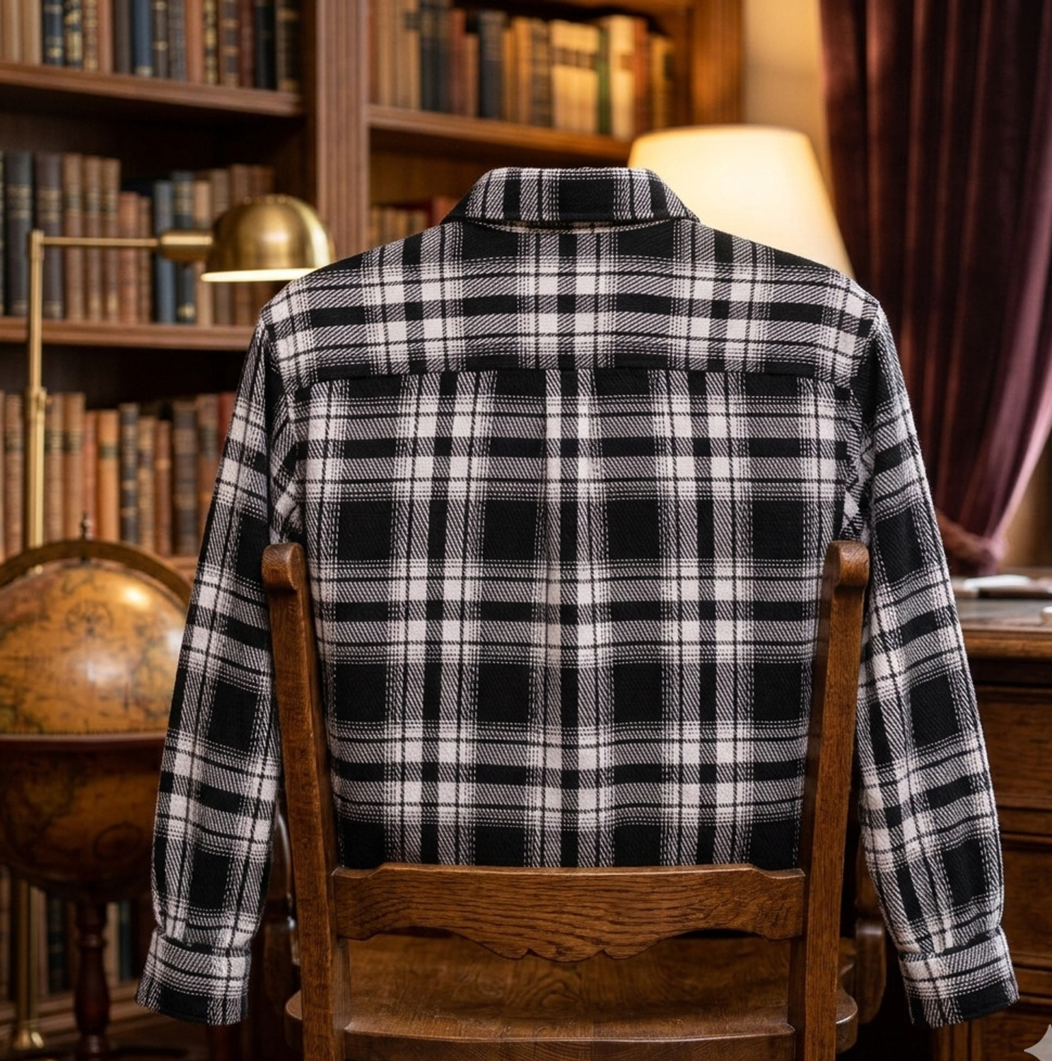 Image of Bishap Fashion Men Checkered Casual Black Shirt