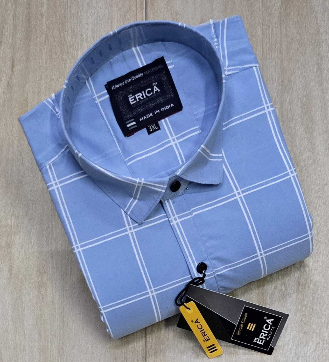 Image of Erica Men Checkered Casual Blue Shirt