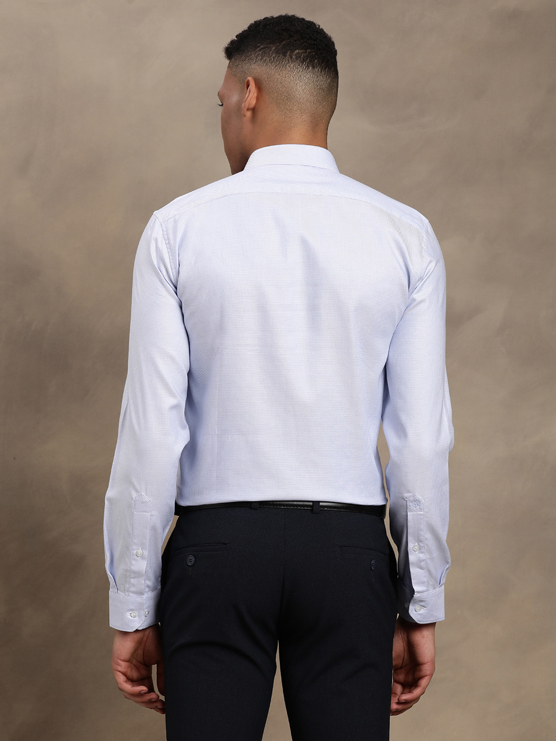 Image of TURTLE Men Solid Formal Light Blue Shirt