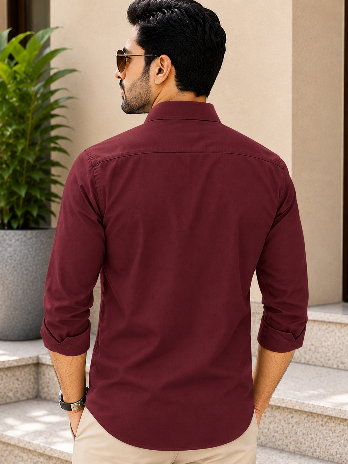 Image of HOYTOCHE Men Regular Fit Solid Spread Collar Formal Shirt